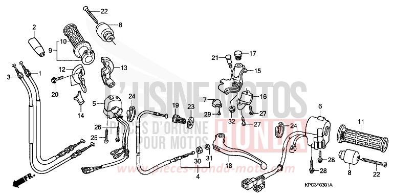 HANDLE LEVER/SWITCH/CABLE (XL125V7/8) for Varadero 125 PEARL CONCOURS BLACK (NHA65) from 2008
